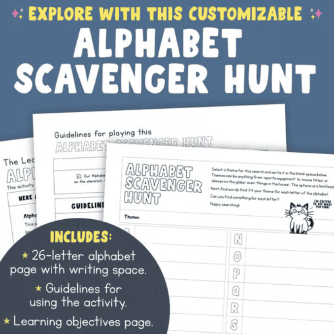 An image of our A to Z scavenger hunt template.